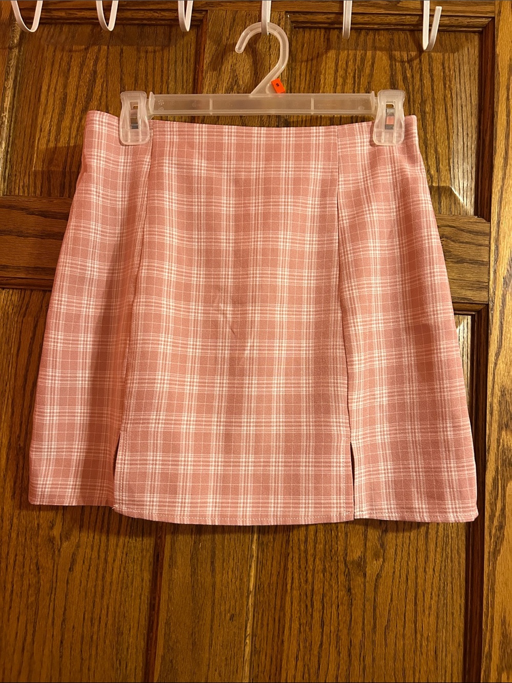 ROMWE Pink Plaid Mini Skirt